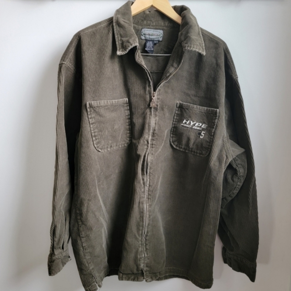 Vintage 90's Point Zero Men's Khaki Corduroy  Zip-Up Jacket
